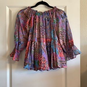 Dear John Cora Paisley Off the shoulder top size small